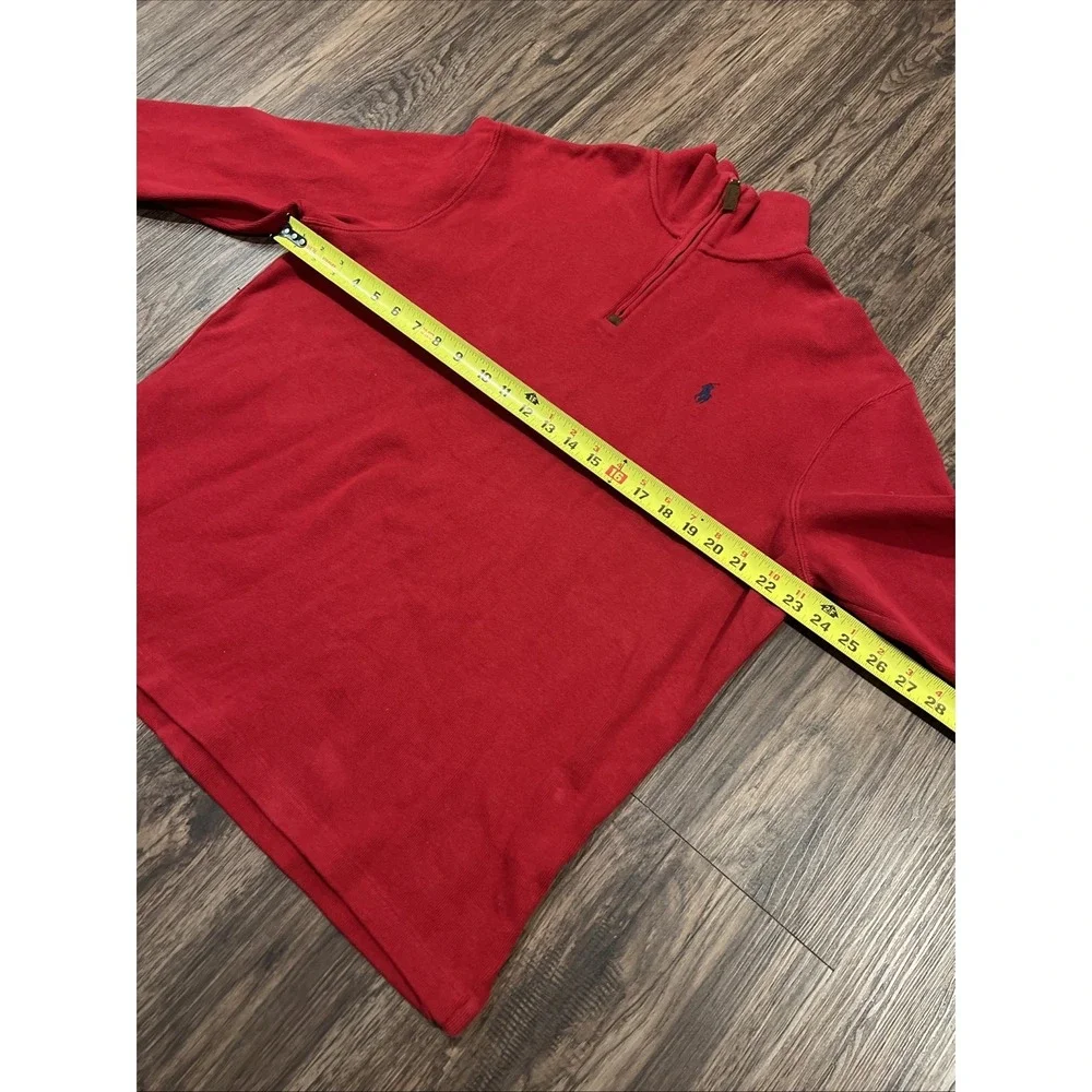 Polo Ralph Lauren Men's Red Quarter Zip Pullover Size Large 100% Cotton